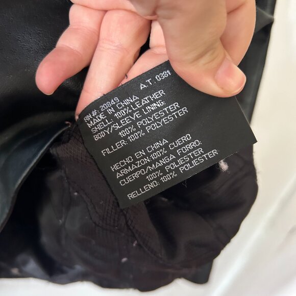 Phase Two Black Leather Jacket Womens Large Full Zip Pockets - Picture 5 of 6